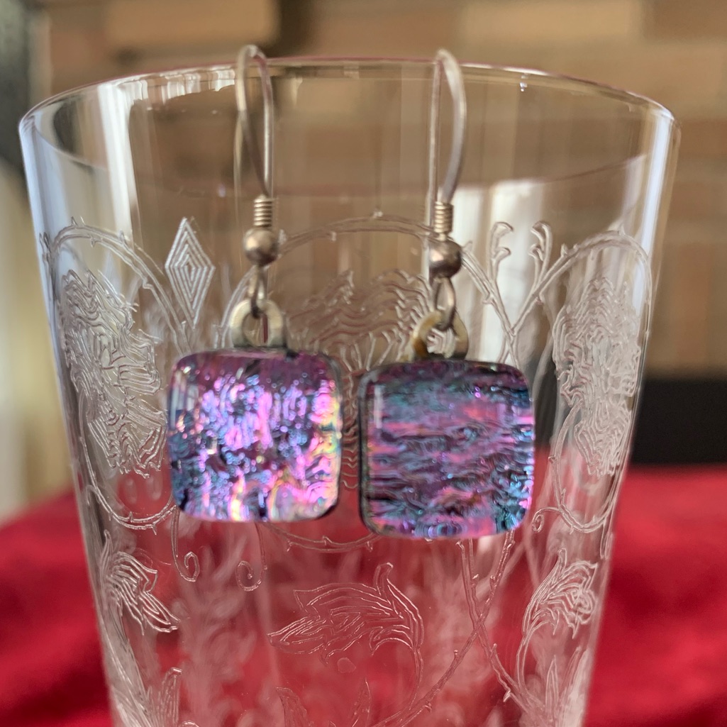 Pink Iridescent Drop Earrings 7$